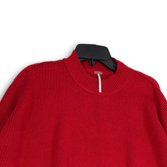 NWT Womens Red Knitted Crew Neck Long Sleeve Pullover Sweater Size S image number 3
