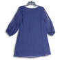 Womens Blue V-Neck Flirty Hem Long Sleeve Give Me a Shift Dress Size XS image number 2