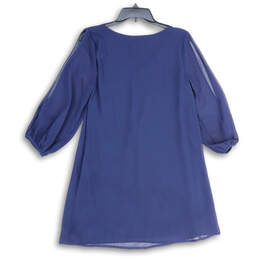 Womens Blue V-Neck Flirty Hem Long Sleeve Give Me a Shift Dress Size XS alternative image