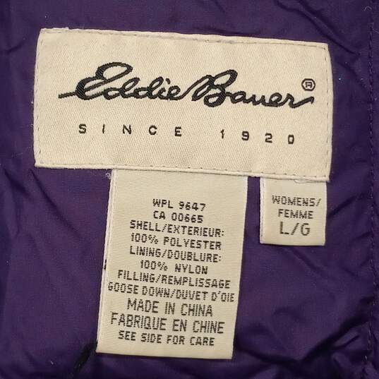 Women's Purple Eddie Bauer Goose Down Insulated Coat (Size L) image number 4