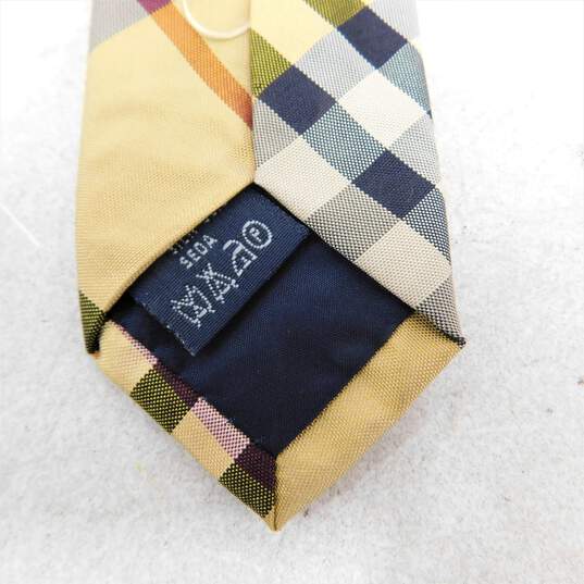 BURBERRY London Men's Yellow House Check Silk Necktie Tie with COA image number 5
