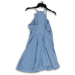 Womens Blue Spaghetti Strap Square Neck Back Zip Fit & Flare Dress Size S alternative image