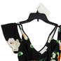 Womens Black Floral Cap Sleeve Back Zip Knee Length Fit & Flare Dress Size 2 image number 3