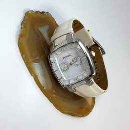 Designer Fossil F2 ES-1689 White Leather Strap Analog Dial Quartz Wristwatch