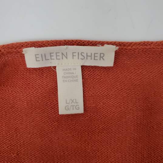 Eileen Fisher 100% Organic Linen Orange Long Sleeve Sweater XL image number 3