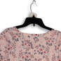 NWT Womens Pink Floral V-Neck Short Sleeve Pullover T-Shirt Size Large image number 4