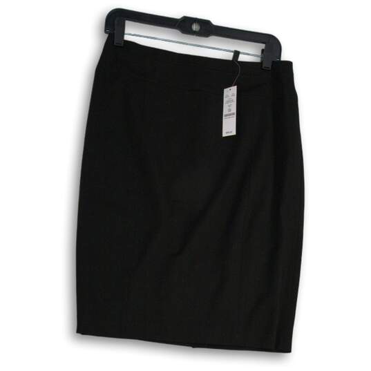 NWT Womens Black Flat Front Slit Back Zip Straight & Pencil Skirt Size 10P image number 1