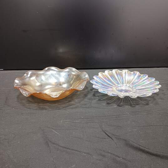 Pair of Vintage Carnival Glass Dishes image number 1