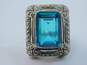 NB Nicky Butler 925 Teal Blue Spinel Faceted Dotted Rectangle Statement Ring 10.3g image number 1