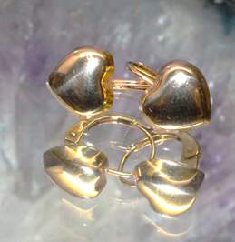 14K Yellow Gold Heart Shaped Earrings - 1.55g