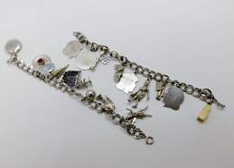 Vintage Silver Tone Travel Charm Bracelets 62.6g