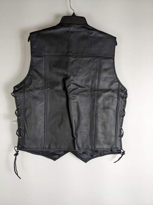 Alpha Cycle Gear Men Black Leather Vest L image number 2