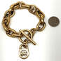 Michael Kors Bracelet 76.7gDesigner Michael Kors Gold-Tone Logo Toggle Fashion Link Chain Bracelet image number 4