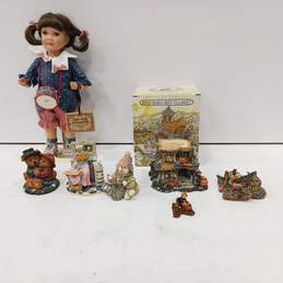 LOT OF BOYDS BEARS FIGURINES AND A PORCELAIN DOLL ANNE