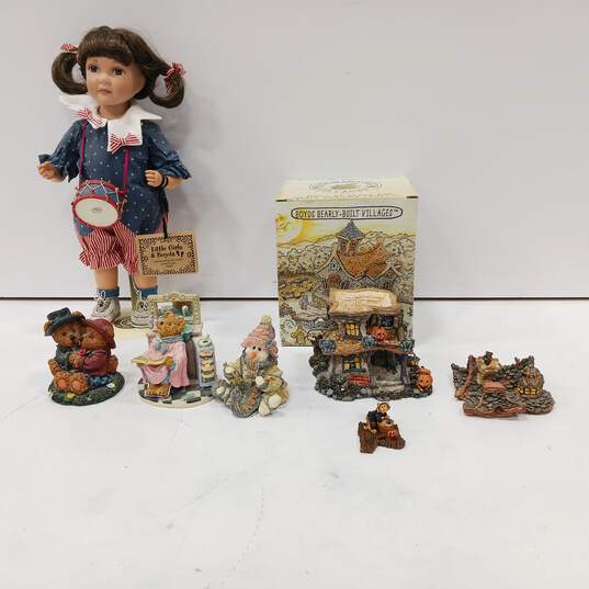 LOT OF BOYDS BEARS FIGURINES AND A PORCELAIN DOLL ANNE image number 1