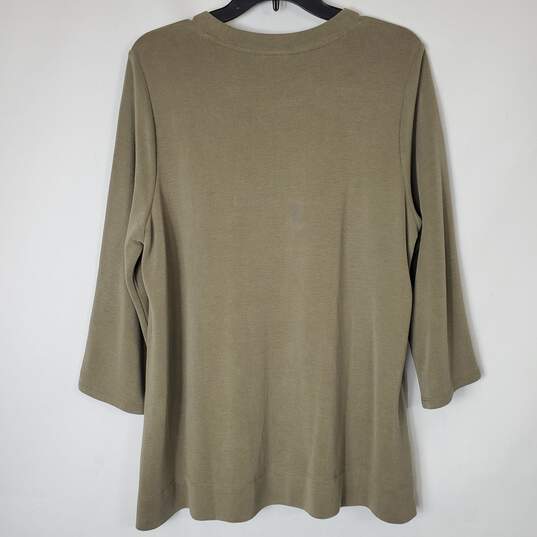J Jill Women Olive Long Sleeve Top L NWT image number 2