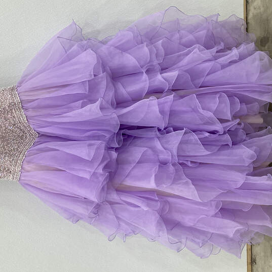 Womens Purple Beaded Round Neck Sleeveless Ruffled Maxi Dress Size 14 image number 6