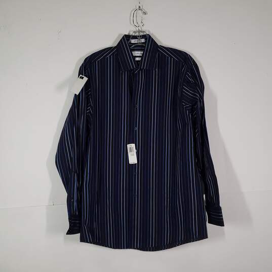NWT Mens Striped Slim Fit Long Sleeve Collared Dress Shirt Size 15 32/33 image number 1