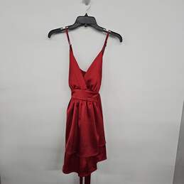 Red Sleeveless V Neck Dress with Sash