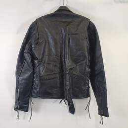 Euro Women Black Leather Jacket Sz 40 alternative image
