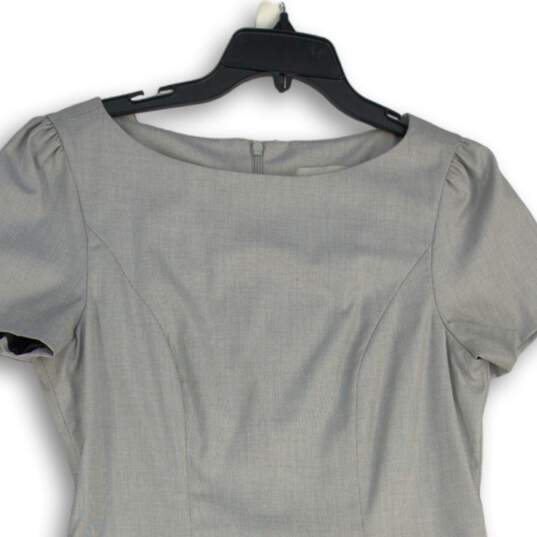 H&M Womens Gray Boat Neck Short Puff Sleeve Back Zip A-Line Dress Size 10 image number 3