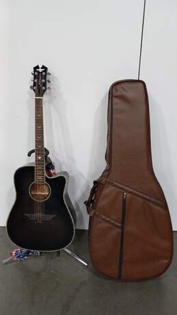 Black Urban Acoustic Guitar w/ Brown Leather