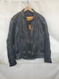 Mn Wilsons Leather Jacket Zip Up Black / Orange Inner Sz L image number 1