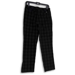 Womens Black Plaid Elastic Waist Flat Front Pull-On Ankle Pants Size 8 alternative image