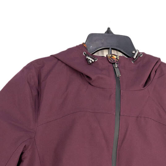 Womens Purple Long Sleeve Welt Pocket Full-Zip Windbreaker Jacket Size XL image number 3