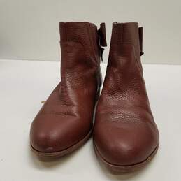 Kate Spade Pebble Leather Prospect Bow Ankle Boots Brown 9.5