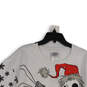 Womens White Printed Crew Neck Long Sleeve Pullover Sweatshirt Size L image number 3