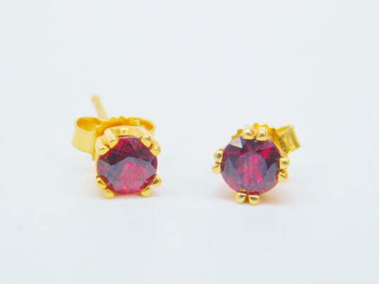 14K Yellow Gold Red Spinel Stud Earrings 1.0g image number 3