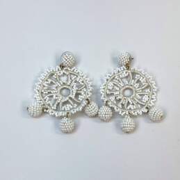 Designer J.Crew Gold-Tone White Bead Round Shape Fashionable Drop Earrings alternative image