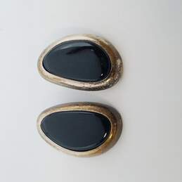 Mexico To -119 Sterling Silver Onyx Clip On Earrings 24.9g