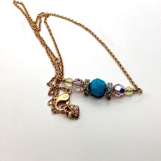 Designer Swarovski Gold-Tone Link Chain Crystal Beads Charm Necklace image number 3