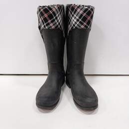 Crocs Women's 12479 Bridle Wellie Black/Red Plaid Tall Rain Boots Size 7