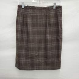 Faconnable WM's 100% Wool Dark Grey Plaid Skirt Size 6 alternative image