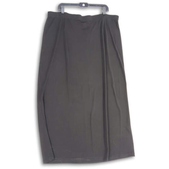 Womens Black Pleated Front Elastic Waist Pull-On Midi A-Line Skirt Size 3X image number 2