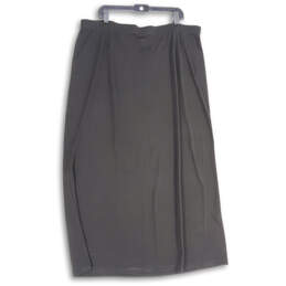 Womens Black Pleated Front Elastic Waist Pull-On Midi A-Line Skirt Size 3X alternative image