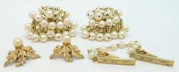 VNTG Mid Century Gold Tone Faux Pearl Jewelry
