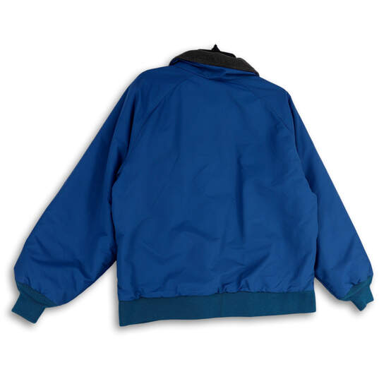 Womens Blue Collared Pockets Long Sleeve Full-Zip Bomber Jacket Size Medium image number 2