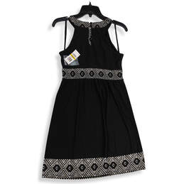 NWT Womens Black White Halter Neck Sleeveless A-Line Dress Size Medium alternative image