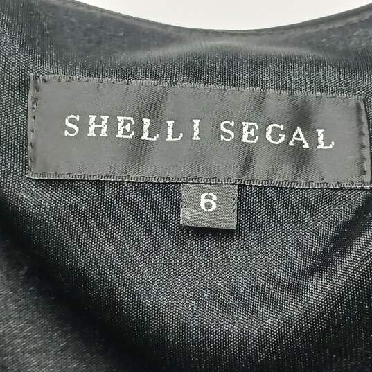 Women's Shelli Segal Black Velvet V-Neck Midi Dress Sz 6 NWT image number 3