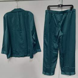 Apt. 9 Women's Atlantic Deep Green Satin Notch Pant Set Size L with Tag alternative image