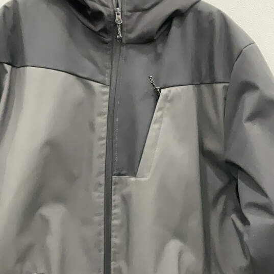 Mens Black Long Sleeve Pockets Hooded Full-Zip Jacket Coat Size XL image number 3