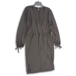 Womens Black V-Neck Long Balloon Sleeve Pullover Wrap Dress Size 18/20