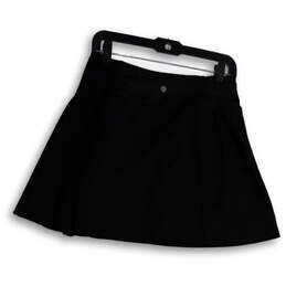 NWT Womens Black Flat Front Pockets Pull-On Short A-Line Skirt Size Small