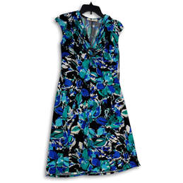 Womens Multicolor Tropical Floral Sleeveless Cap Sleeve A-Line Dress Sz 8P