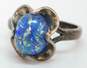 Artisan Sterling Silver Azurite Garnet Glass Peace Sign Anchor Rings 12.7g image number 2