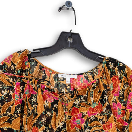 Womens Multicolor Floral Round Neck Pullover Blouse Top Size M image number 3